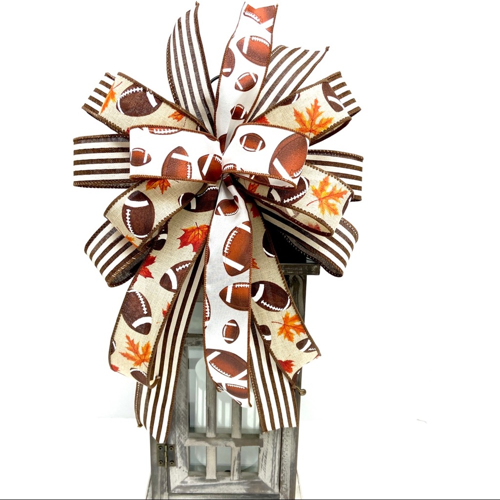 Handmade Football Wreath Bow